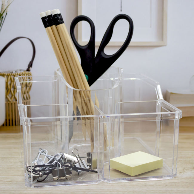 Equate Beauty Multi-Use Clear Makeup Organizer, 6 Compartments Skincare Cosmetic Storage