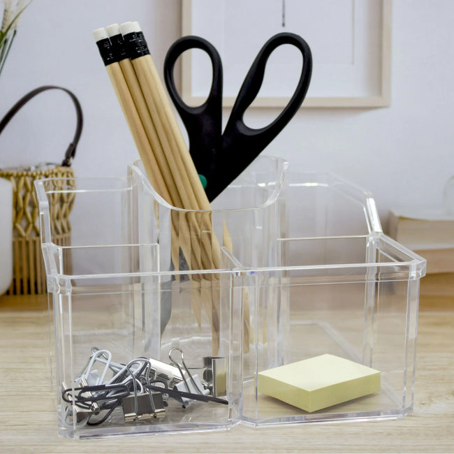 Equate Beauty Multi-Use Clear Makeup Organizer, 6 Compartments Skincare Cosmetic Storage