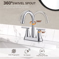 KINGTACK Bathroom Faucet 3 Hole, 4 Inch Bathroom Sink Faucet, Stainless Steel Lead-Free 2-Handle Centerset Faucet with Pop-up Drain and 2 Supply Hoses, Chrome