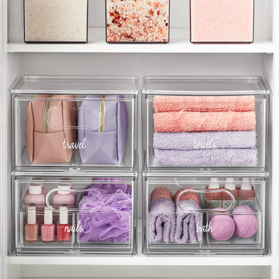 The Home Edit 4 Piece Bath Storage Edit Clear Plastic Modular Storage System 10.63" x 7.04" x 10.33"
