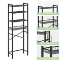 Biemlerfn Over The Toilet Storage Shelf, 4-Tier Wooden Bathroom Organizer Adjustable Saver Space Rack with Toilet Paper Holder, Black