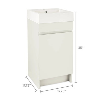 Mainstays 17.75" Bathroom Vanity Cabinet with Cultured Marble Sink, Daisy White