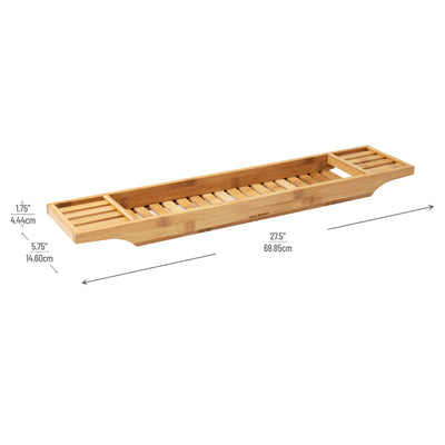Mind Reader Bathtub Tray, Shower Organizer, Bathroom Accessory, Wood Tray, Rayon from Bamboo, Brown