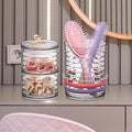 Amazing Abby - Intrigue - Acrylic Headband Organizer, Plastic Hairbrush Holder, Stackable Container for Hair Accessories and Beauty Supplies, Perfect Storage for Vanity and Bathroom, Crystal Clear