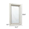 Sintosin Boho White Mirrors for Wall Decor Living Room 24" x 16", Hanging Rustic Wooden Bedroom Mirror with Beaded Detailing, Vintage Rectangular Bathroom Vanity Mirror Decor