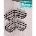 LEFEE Corner Shower Caddy, Shower Caddy Wall Mounted with Soap and Razor Holder, SUS304 Stainless Steel Corner Shower Shelf for Bath Accessories, Bathroom Organiser with 5 Adhesives, 2 Pack, Black