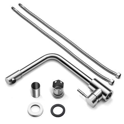Coliware Kitchen Sink Faucet Brushed Nickel Bar Faucet 360° Swivel Single Handle Stainless Steel Kitchen Faucets