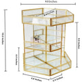 360 Rotating Makeup Organizer Spinning Cosmetic Makeup Swivel Antique Storage Box Mirror Glass Beauty Display, Gold Spin Large Capacity Vanity Organizer,Great for Countertop and Bathroom
