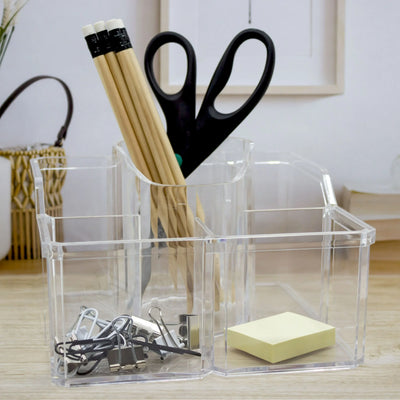 Equate Beauty Multi-Use Clear Makeup Organizer, 6 Compartments Skincare Cosmetic Storage