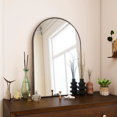 SEETHRUGLIMMER 24"x16" Arched Bathroom Mirror Vanity Mirror Wall Mounted, Black