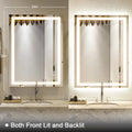 BEAUTYPEAK 24"x32" Bathroom Mirror with Adjustable LED Wall Mounted Mirror, White