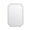 Sintosin Farmhouse Big White Mirror, Large Wood Frame Wall Mirrors Decorative with Arched Corners, 36" x 25" Farmhouse Bathroom Vanity Mirror, Wall Mounted Mirrors for Living Room Entryway