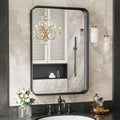 Black Bathroom Vanity Mirror for Wall, 22x30 Inch Metal Framed Wall Mirror Farmhouse Rectangle, Anti-Rust, Tempered Glass, Hangs Horizontally or Vertically