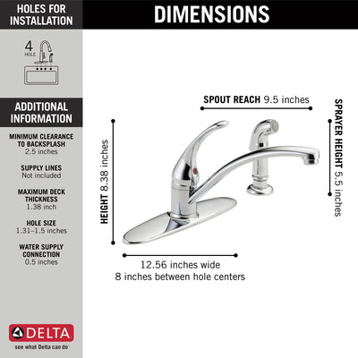 Delta Faucet Foundations® Single Handle Kitchen Faucet with Spray
