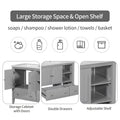 36" Bathroom Vanity Base Only, Bathroom Vanity Without Top Sink, Modern Freestanding Bathroom Storage Cabinet with Open Storage Shelf and Drawers, Solid Wood Frame, Gray