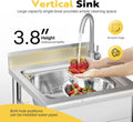 SPECSTAR 22" Stainless Steel Freestanding Utility Sink with Hot and Cold Faucet, Freestanding Commercial Kitchen Single Bowl Sink