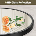 Scifil Black Round Mirror, 24 Inch Bathroom Wall Mirror, Modern Round Circle Wall Vanity Mirror with Metal Frame for Home Decor, Easy Hanging