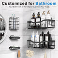 hower Caddy, Shower Shelves 5 Pack, Adhesive Shower Organizer for Bathroom & Kitchen, No Drilling, Large Capacity, Rustproof SUS304 Stainless Steel Bathroom Organizer, Bathroom Accessories, Black