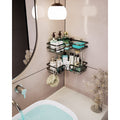LEFEE Corner Shower Caddy, Shower Caddy Wall Mounted with Soap and Razor Holder, SUS304 Stainless Steel Corner Shower Shelf for Bath Accessories, Bathroom Organiser with 5 Adhesives, 2 Pack, Black