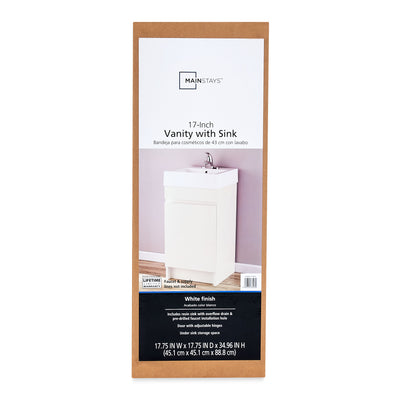 Mainstays 17.75" Bathroom Vanity Cabinet with Cultured Marble Sink, Daisy White